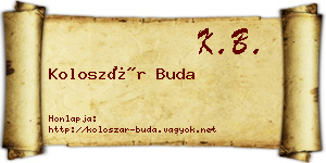 Koloszár Buda névjegykártya